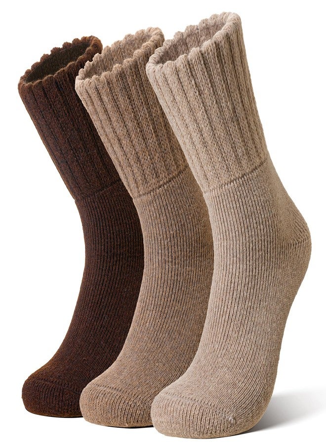 Eyean Merino Wool Socks Thermal Winter Ski Warm Thick Cozy Boot Hiking Socks for Women Men 3 Pairs (Brown,Medium) - Image 1